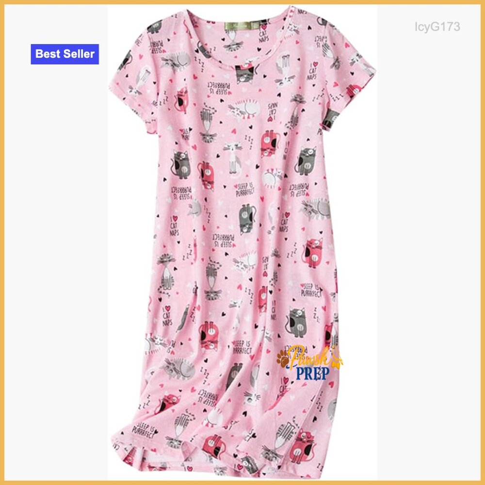 Plus Size Cotton Nightgown Knee Length Sleep Shirt Loose Fit